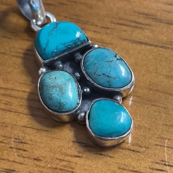 Turquoise Sterling Silver Pendant - Picture 3 of 4
